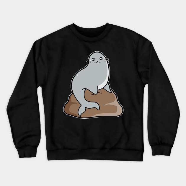 Seal On The Rock Crewneck Sweatshirt by Imutobi